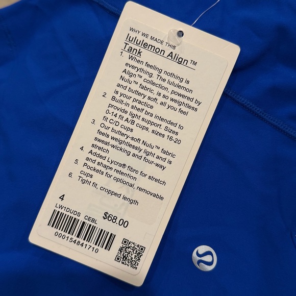 SOLD Lululemon Align Tank Top size 4 Cerulean Blue CEBL - Picture 7 of 7